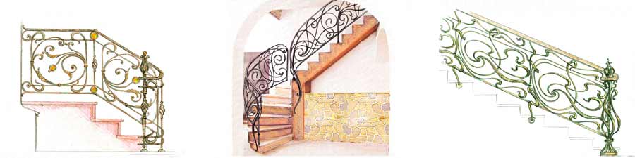 эскизы кованых узоров лестниц в доме